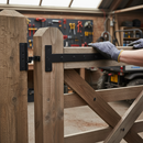 Heavy Duty 450mm Tee Hinges for Wooden Gates and Doors - Durable Black Powder Coated Metal Set with Screws