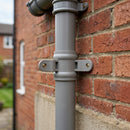 Traditional Downpipe Spare Socket 63mm Dia with Eared Fixings — RAL 7036 (in use)
