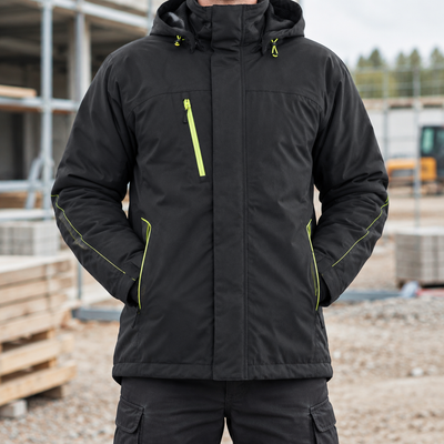 Lightweight Lined Winter Jacket Stretch Black/Hi-Vis Yellow