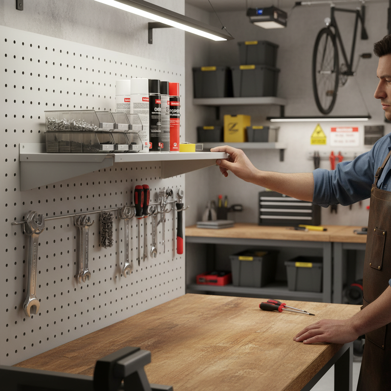 Dim Gray Premium White Steel Shelf - 500mm Long with Adjustable Depth