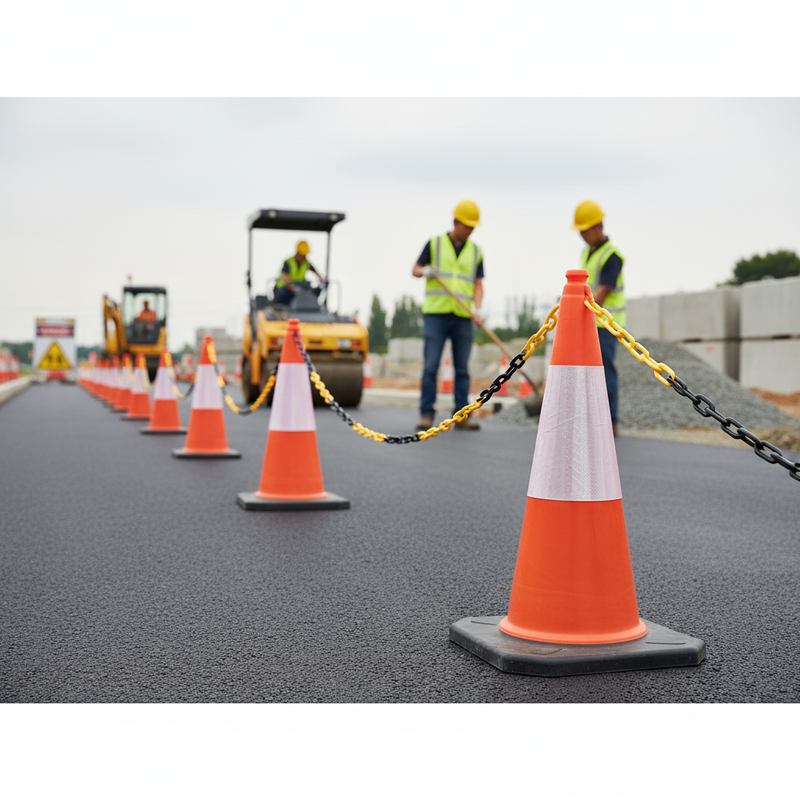 Light Slate Gray Premium 2.5m Yellow and Black Plastic Cone Chain for Effective Barrier Coverage