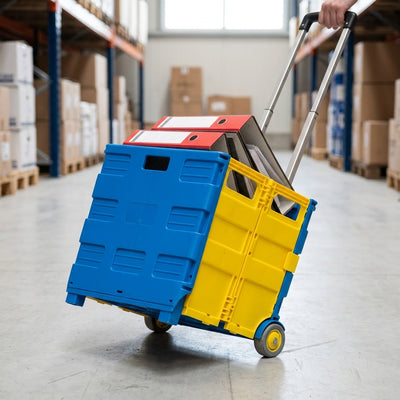 Folding Box Truck 35kg Capacity - Blue & Yellow