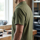 Khaki Green Short Sleeve Quick Dry Work Shirt with UPF 50+