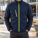 Dark Navy Blue/Hi-Vis Yellow Softshell Work Coat with Stretch Panels