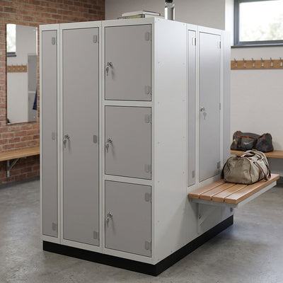 Three-Door Laminate Locker with Cam Lock, 300/450mm Depth