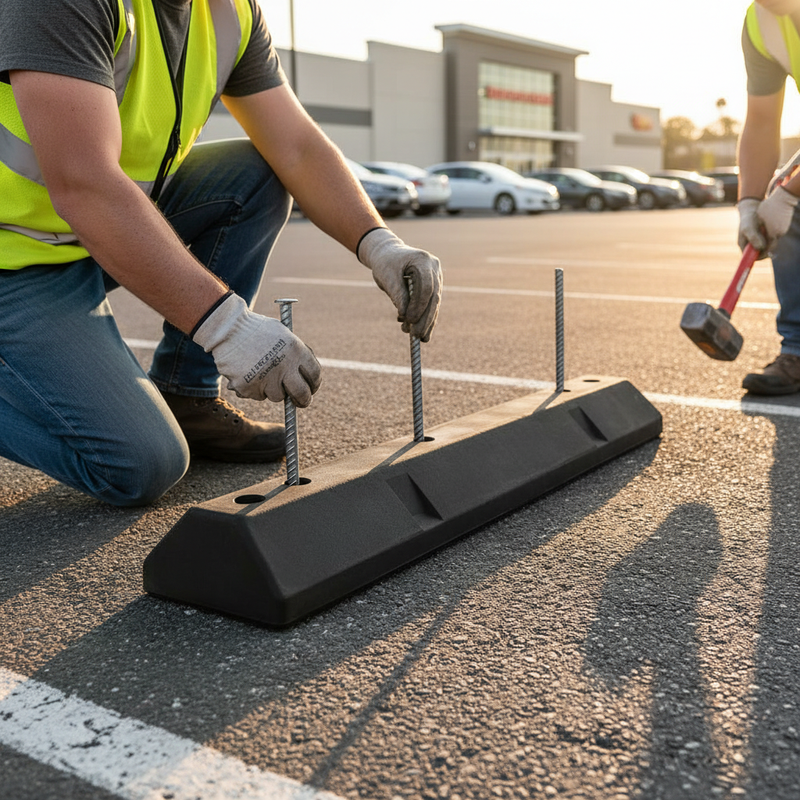 Dim Gray Heavy Duty Rebar Spikes for Secure Parking Wheel Stops