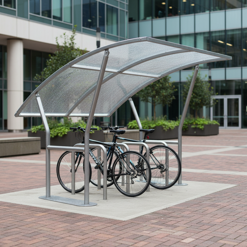 Dark Gray Premium Cycle Shelter with Curved Polycarbonate Roof - 2m to 5m Lengths