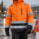 Orange/Black Class 3 Waterproof Insulated High-Visibility Jacket