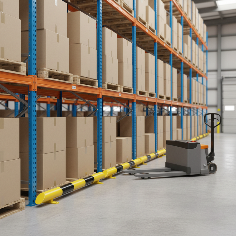 Dark Gray Heavy Duty Low Level Warehouse Protection Rail for Impact Absorption