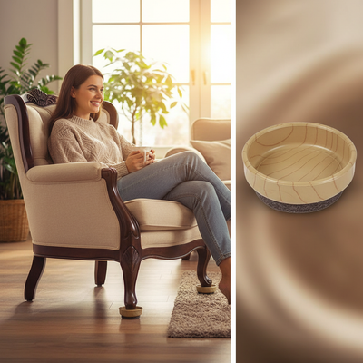 Premium 60mm Round Furniture Castor Cups with Felt Base for Floor Protection - High-Quality Professional Grade for Industrial and Commercial Applic...