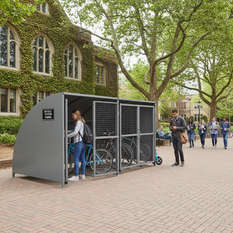 Dim Gray Heavy Duty Galvanised Steel Cycle Shelter with Mesh Doors - Extension Bays