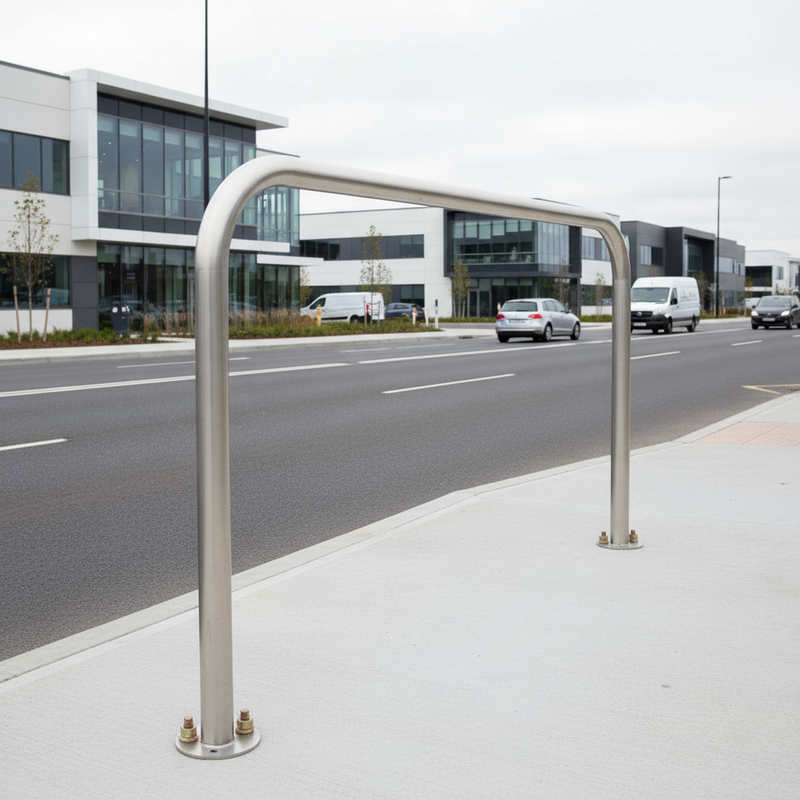 Light Gray Heavy Duty Galvanised Steel Hoop Perimeter Barrier - 60mm Diameter