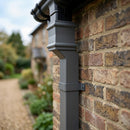 Traditional Aluminium Downpipe Bends 72x72mm – 92.5° & 112.5° — RAL 7016 / 92.5 Degrees (in use)