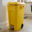 120 litre pedal wheeled bin yellow base and lid