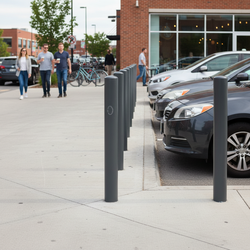 Dark Slate Gray Premium Dome Top Steel Bollard - 1000mm Above Ground Height