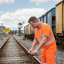 Gray High-Visibility Short Sleeve Polo Shirt - Orange for Rail Use