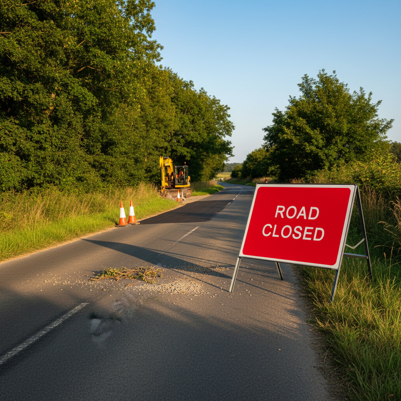 Dark Slate Gray Heavy Duty Road Closed Metal Sign 1050 x 750mm - Chapter 8 Compliant