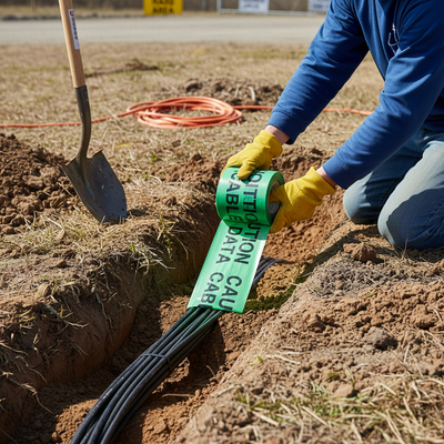 High-Performance Underground Warning Tape for Data Cables - 150mm x 365m