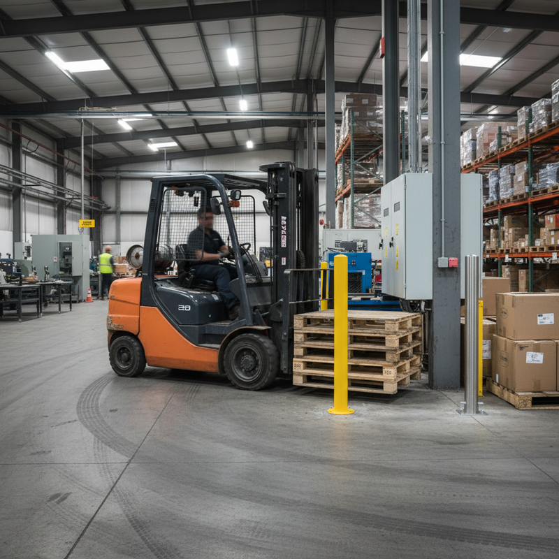 Dim Gray Heavy Duty Fixed Steel Security Bollard - 1200mm Tall