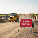 Rosy Brown Heavy Duty Ramp Ahead Metal Sign - 1050 x 750mm for Road Safety
