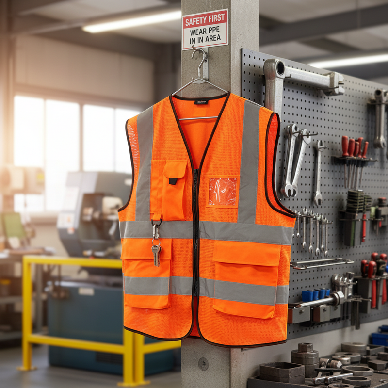 Dim Gray High-Visibility Executive Mesh Vest with ID Pocket - Orange