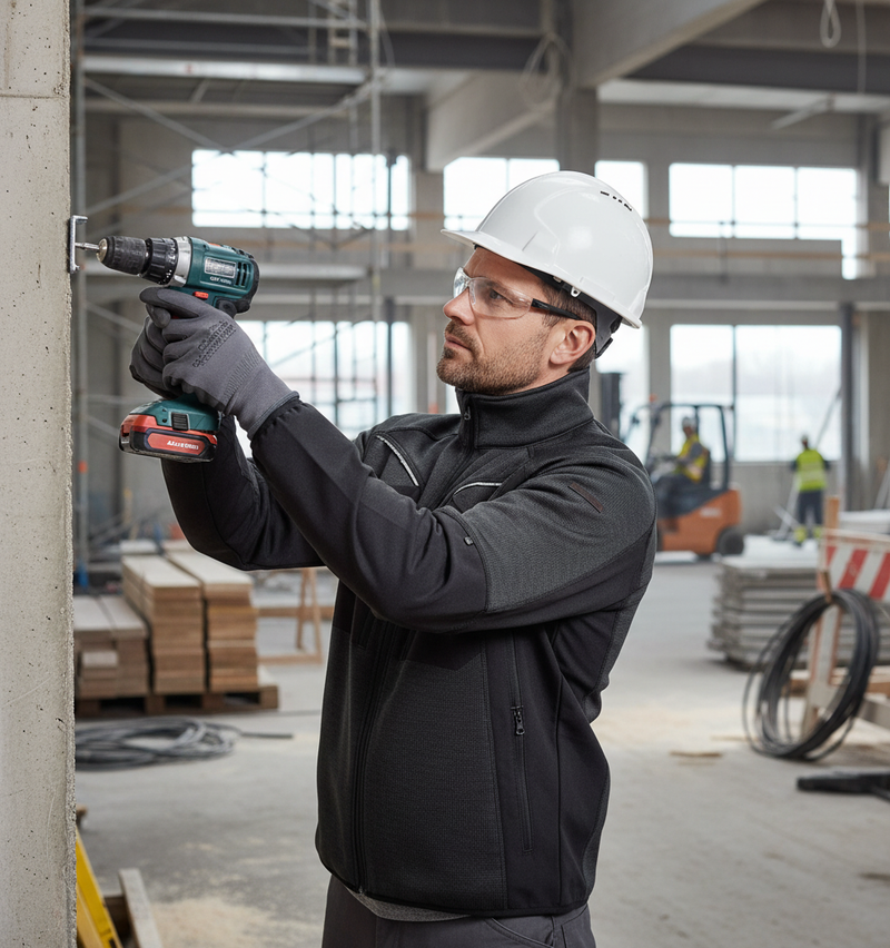 Dim Gray Professional Polyester Cardigan Work Jacket with 6 Pockets