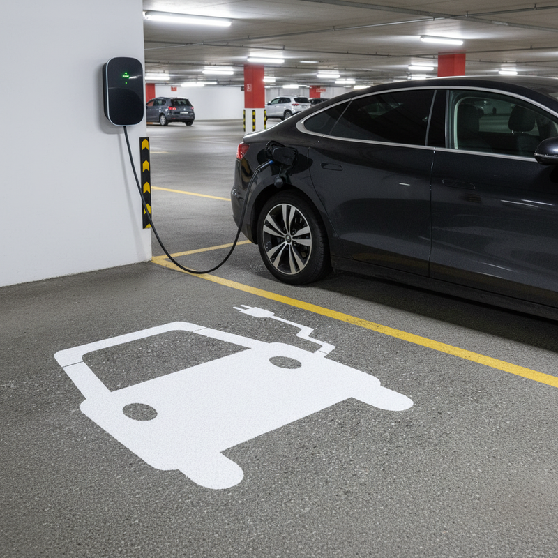 Slate Gray High-Performance Thermoplastic EV Charging Point Symbol for Permanent Marking