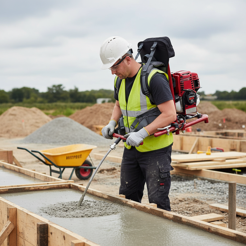 Light Gray Premium Backpack Mounted Petrol Poker Drive Unit for Concrete