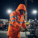 Dark Slate Gray Premium Hi-Vis Interactive Breathable Jacket with Detachable Hood - Orange