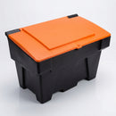 200 litre lockable grit bin, black base with orange lid (view 2)