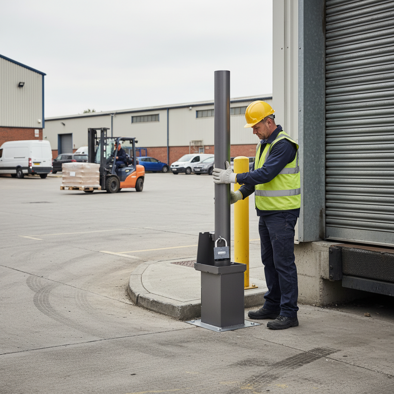 Gray Premium Round Galvanised Removable Bollard - 750mm Height