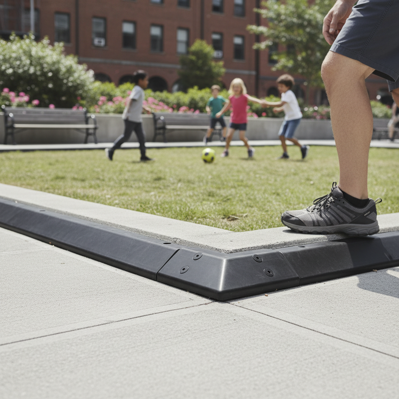 Gray Premium Rubberised Kerbing Overlay System End Sections for Safety