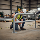 Dim Gray Heavy Duty Galvanised Steel Hoop Perimeter Barrier with Horizontal Rail - 48mm Diameter