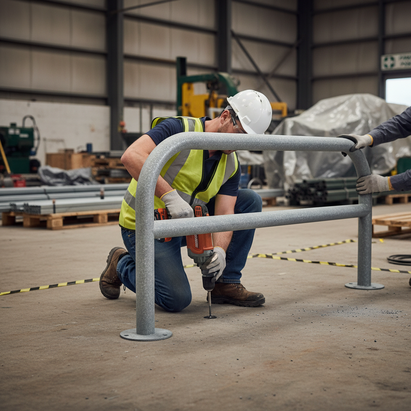 Dim Gray Heavy Duty Galvanised Steel Hoop Perimeter Barrier with Horizontal Rail - 48mm Diameter