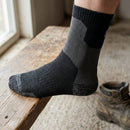 Heavy Wool Work Socks with Reinforced Shin and Ankle - Black/Grey
