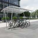 Gray Premium Double Width Cycle Shelter with Clear Weather Protection