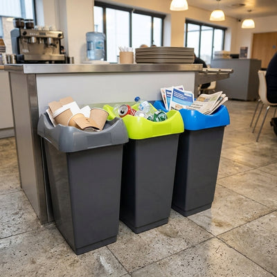 Set of 3 Open-Top Recycling Bins – 50 Litre Capacity