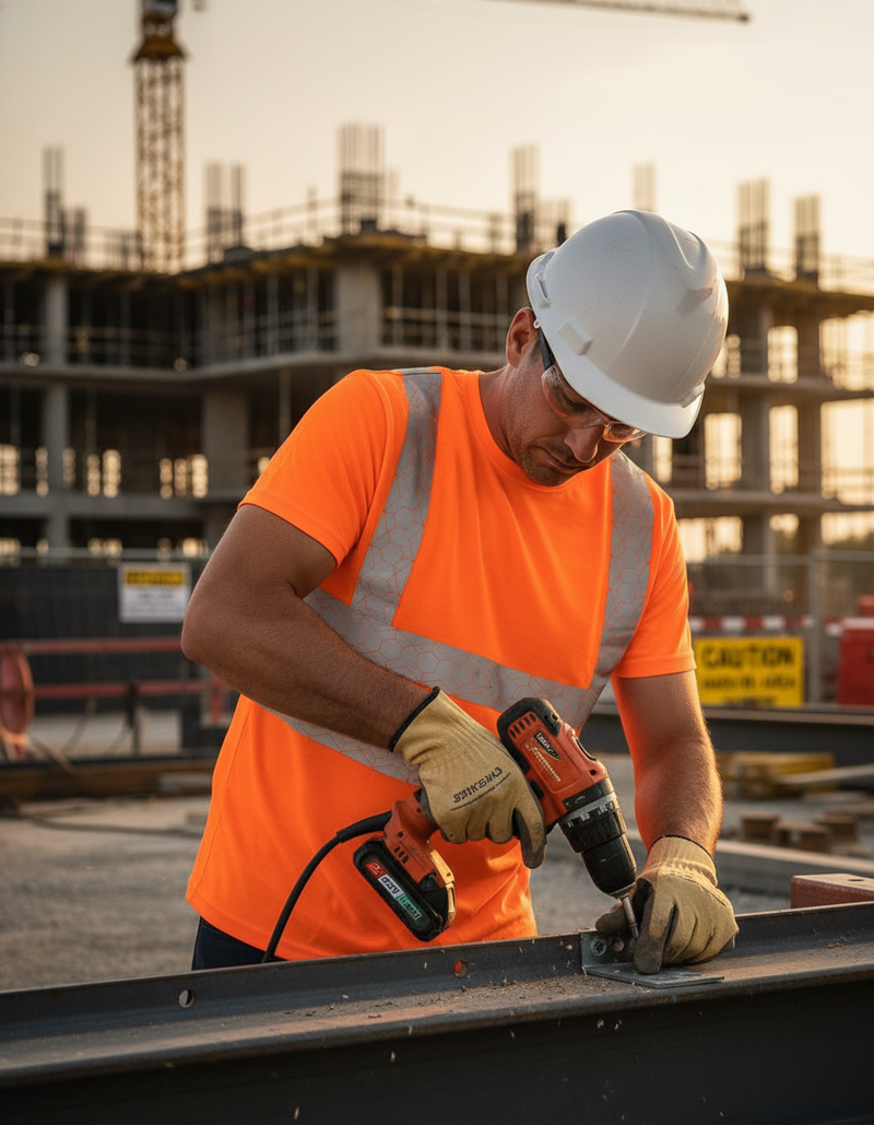 Dim Gray Premium Hi-Visibility Recyclable T-shirt in Orange - Safety and Comfort