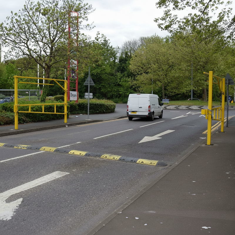 Dim Gray Double Leaf Opening Height Restrictor Barrier with Lockable Swing Gate