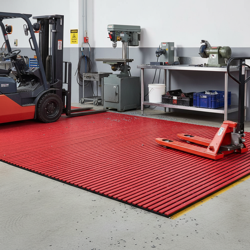 Gray Premium Duckboard Plastic Mat - Oil and Chemical Resistant