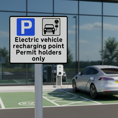 Premium EV Permit Holders Only Sign Face - Reflective & Weather-Resistant