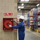 Slate Gray Fire Equipment Safety Sign - Fire Hose Reel Left Arrow Directional Guide