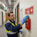 Dark Gray Premium Fire Equipment Safety Signs - Fire Alarm Call Point Downwards Arrow