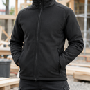 Inverted Pile Work Jacket with Shaped Shoulders - Black (view 2)