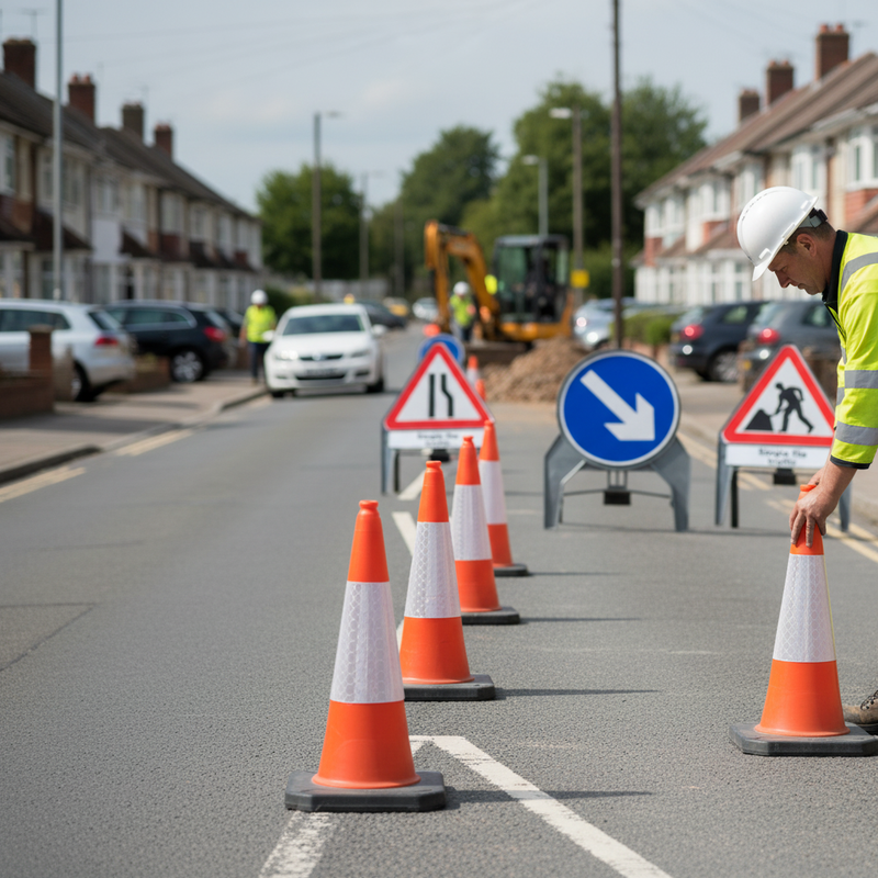 Dark Gray Premium Traffic Management Signs & Cones Kit for Road Works