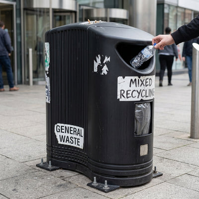 170 Litre dual-compartment waste litter bin MDPE