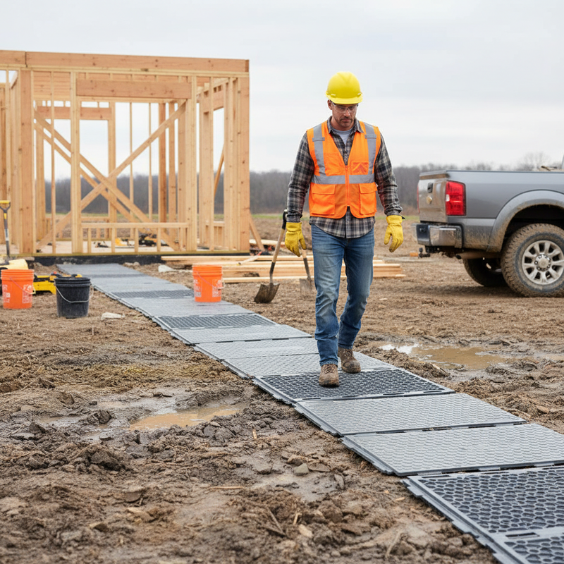 Rosy Brown Premium Light-Duty Ground Protection Matting for Events and Construction