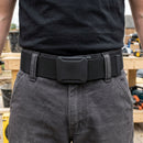 Durable Work Belt with Rubber-Coated Metal Buckle - Black