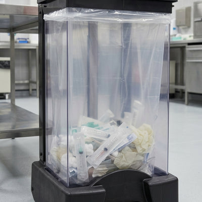 65 litre plastic fire-retardant clear sackholder pedal-operated