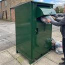 Lockable Clothing Donation Bin 1100 Litres Powder Coated Steel